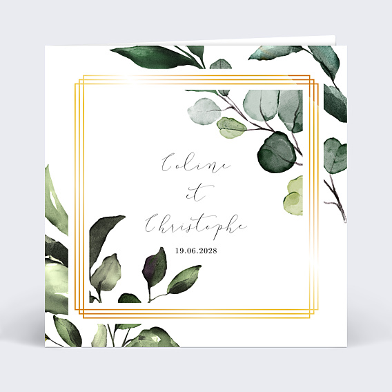 Faire-part Mariage Dorure Eucalyptus