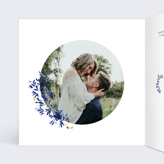 Faire part mariage Esprit Azulejos Intérieur Gauche