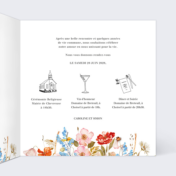 Faire-part Mariage Éveil des fleurs