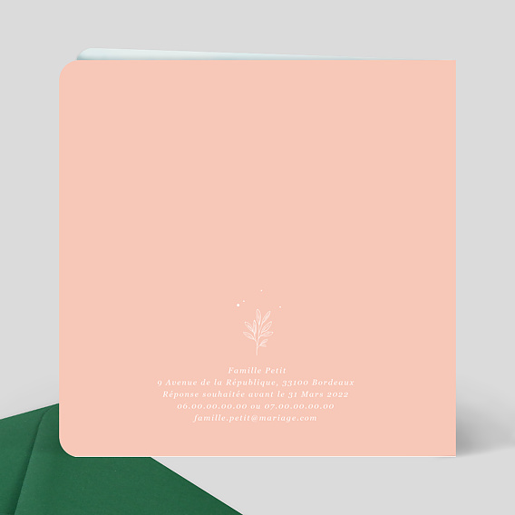 Faire part mariage Champ fleuri Verso