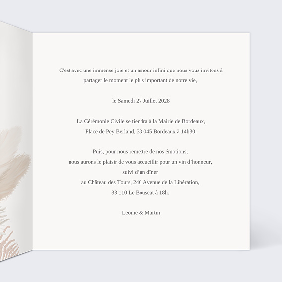 Faire-part Mariage Couronne Bohème Rosé