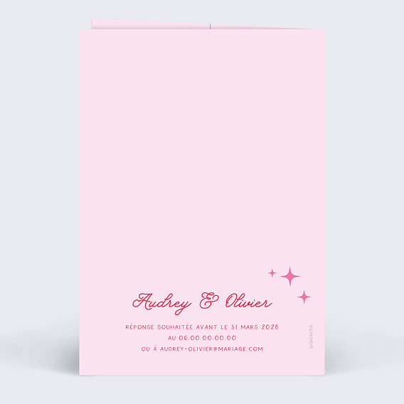 Faire part mariage Disco Love Verso