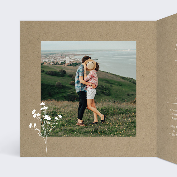 Faire part mariage Bouquet Champêtre Intérieur Gauche