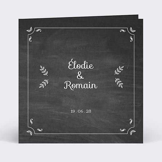 Faire part mariage Feuilles Ardoise