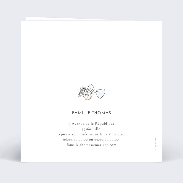Faire-part Mariage Harmonie Verso