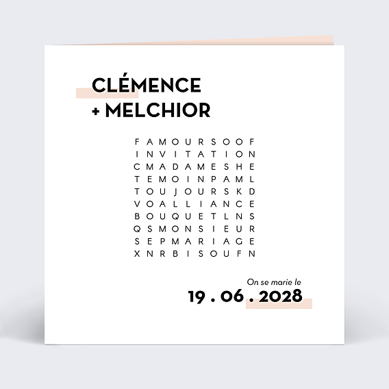 Faire part mariage Original Mots Mêlés
