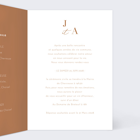 Faire part mariage Main dans la Main Intérieur Droit