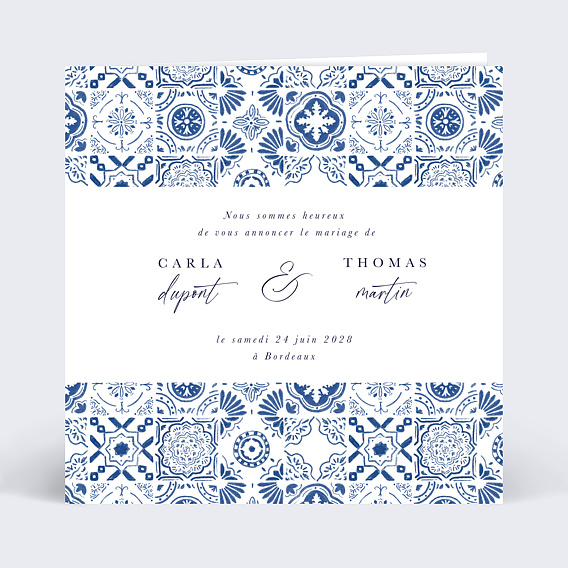 Faire part mariage Azulejos Recto