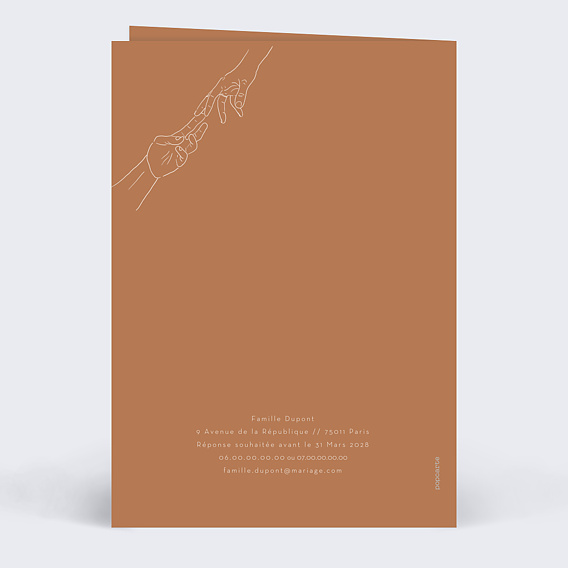 Faire part mariage Main dans la Main Verso