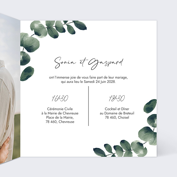 Faire-part Mariage Branche d'Eucalyptus