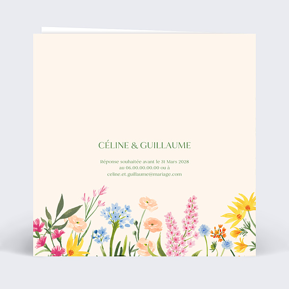 Faire part mariage Jardin Verso