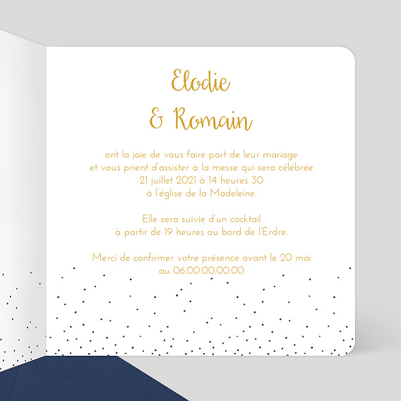 Faire part mariage Pois Intérieur Droit