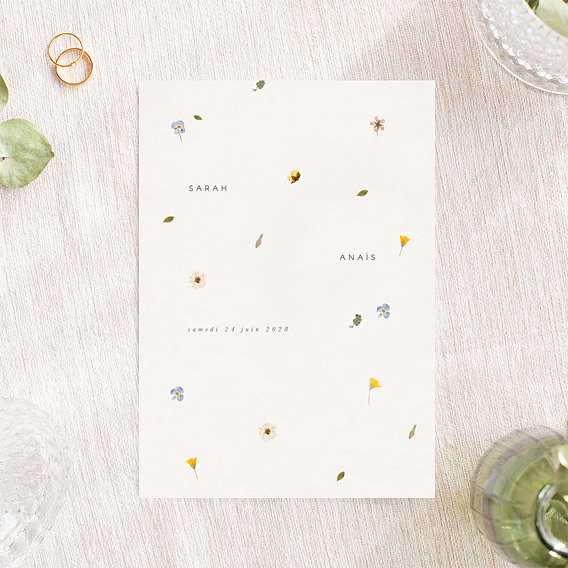 Faire part mariage Fleurs Pressées Après 1