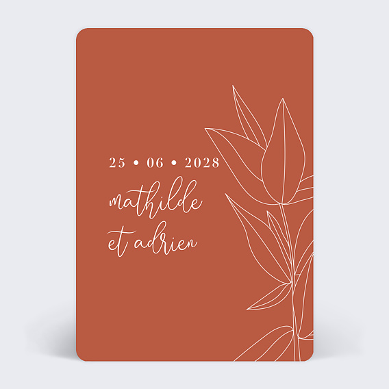 Faire part mariage Terracotta Flowers Recto