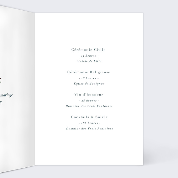 Faire part mariage Illustration Douceur Intérieur Droit