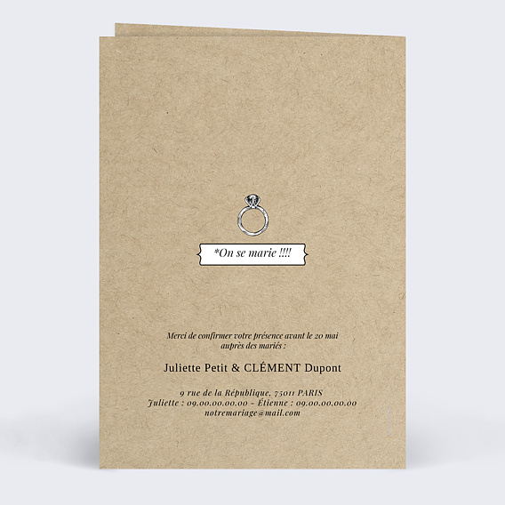 Faire part mariage Code Vintage Verso