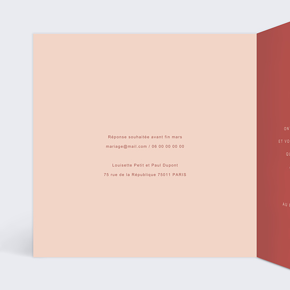 Faire part mariage Velours Intérieur Gauche