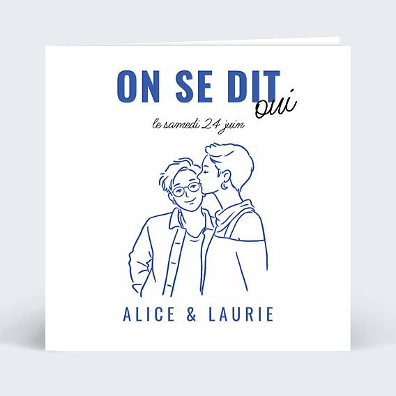 Faire-part Mariage Portrait au trait simple