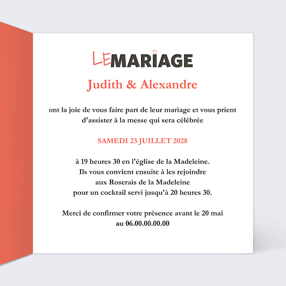 Faire-part Mariage Affiche de Film