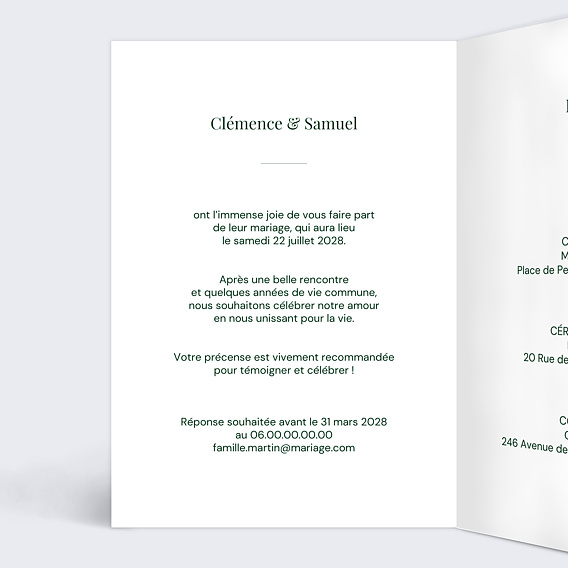 Faire part mariage Couple minimaliste aligné Intérieur Gauche