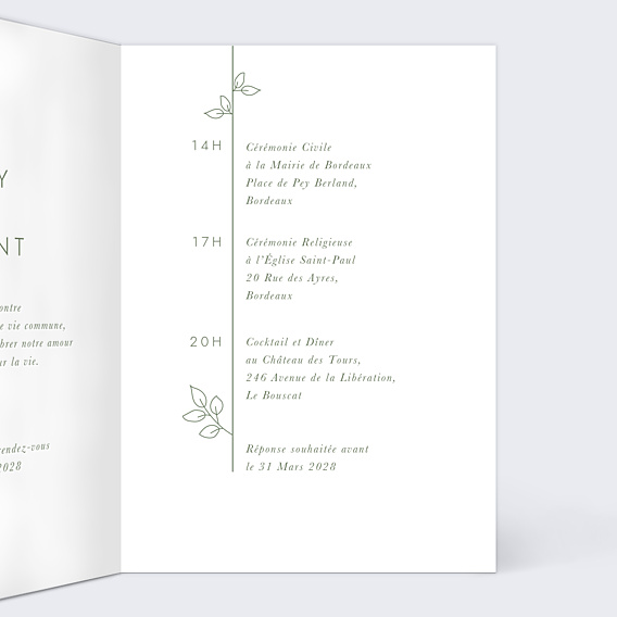 Faire-part Mariage Jardin d'Hiver