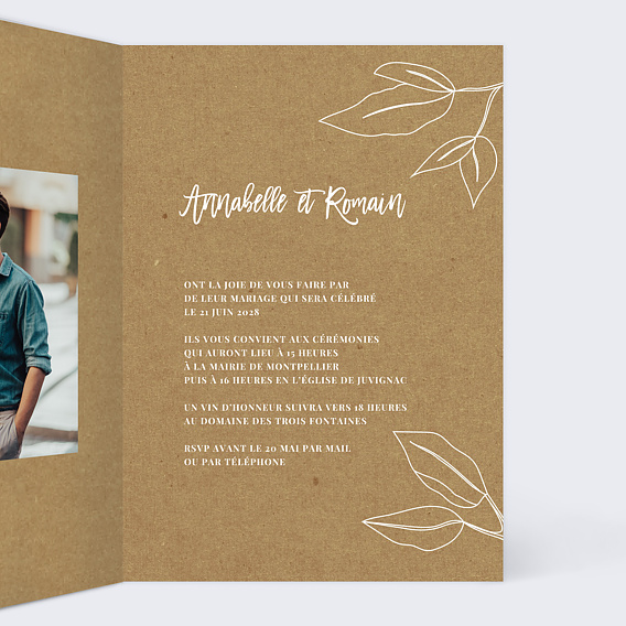 Faire part mariage Esquisse Bohème Intérieur Droit