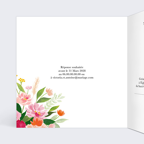 Faire-part Mariage Bouquet Champêtre Aquarelle