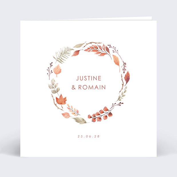 Faire-part Mariage Couronne Automnale