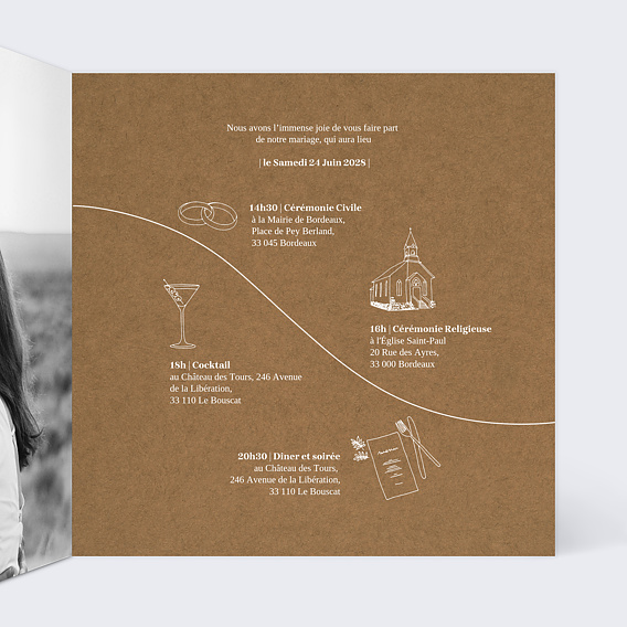 Faire part mariage Célébration Intérieur Droit