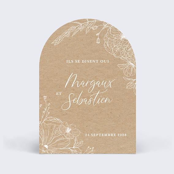 Faire part mariage Gravure Kraft