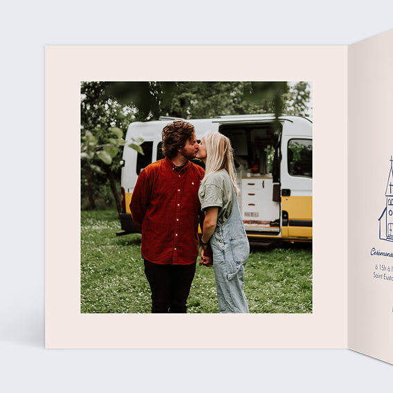 Faire part mariage Notre histoire à la main Intérieur Gauche