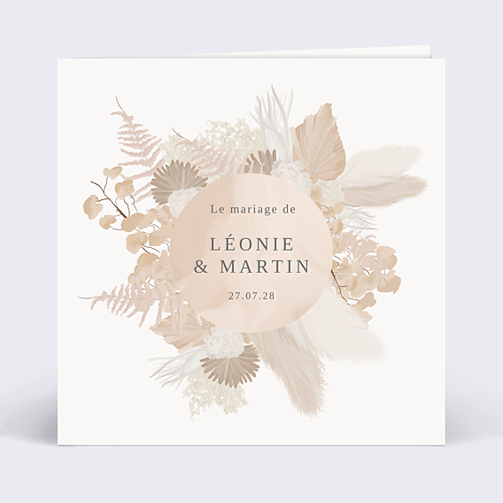 Faire-part Mariage Couronne Bohème Rosé