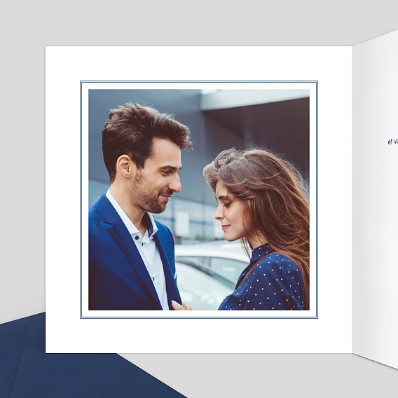 Faire part mariage Blue Waves Intérieur Gauche