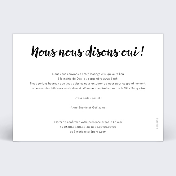 Faire-part Mariage Grand Cadre Blanc 