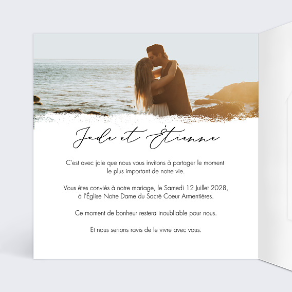 Faire part mariage Effet photo avec graines Intérieur Gauche