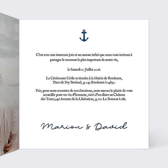Faire-part Mariage Marinière et Encre 