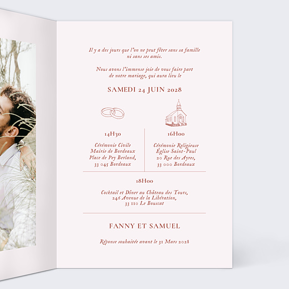 Faire-part Mariage Mains Liées