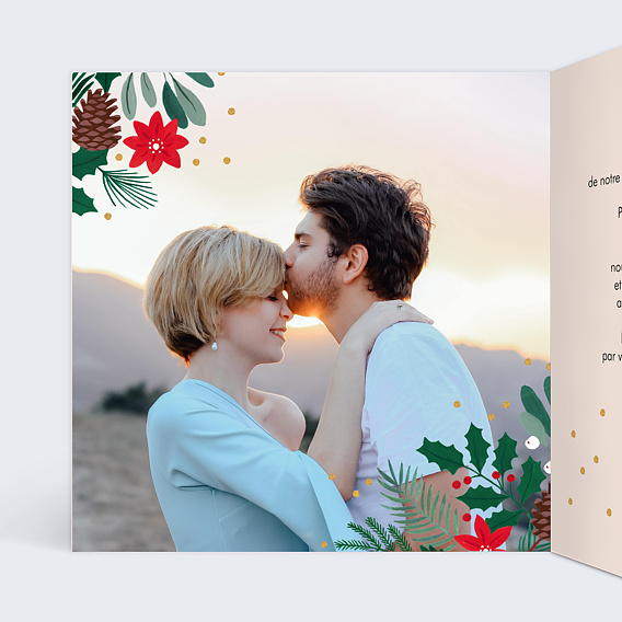 Faire part mariage Végétaux de Noël Intérieur Gauche