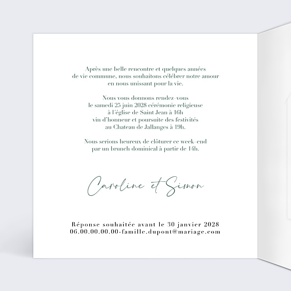 Faire-part Mariage Bohemia avec graines