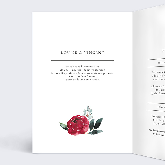 Faire-part Mariage Velvet Peonies