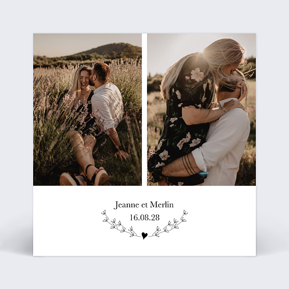 Faire part mariage Coeur Bucolique