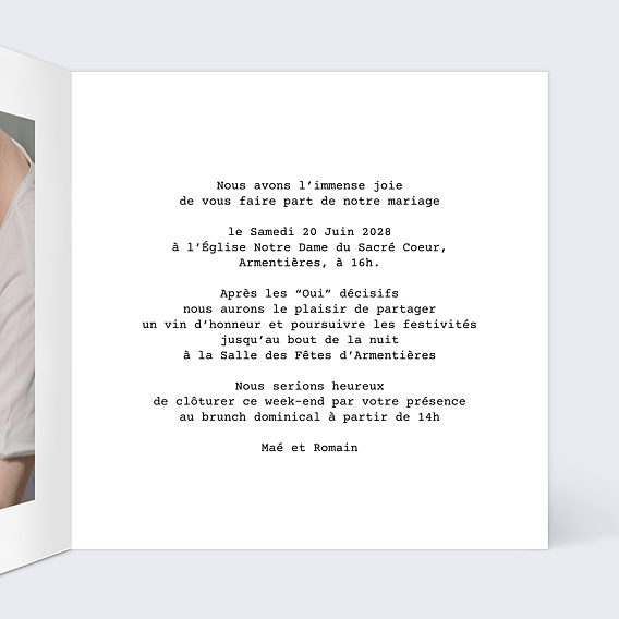 Faire part mariage Lunette Vintage Intérieur Droit