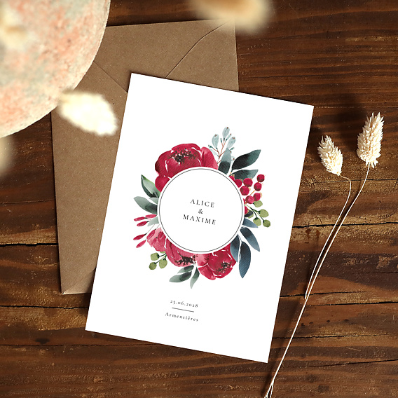 Faire part mariage Romantic Peonies Après 4