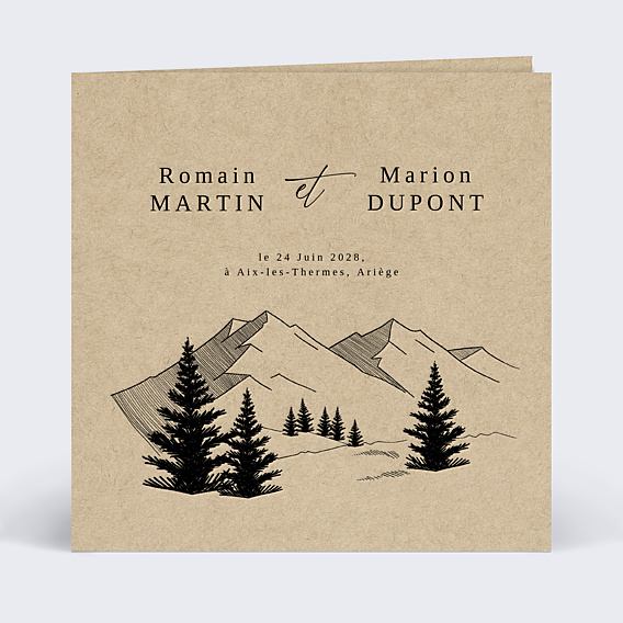 Faire part mariage Idylle à la Montagne