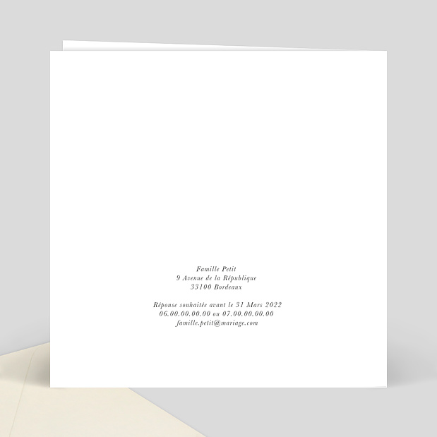 Faire-part Mariage Tendresse Verso