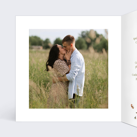 Faire part mariage Couronne de Papillons Intérieur Gauche