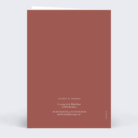 Faire part mariage Arche Terracotta Verso