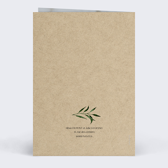 Faire part mariage Couronne Dahlia et Renoncules Verso