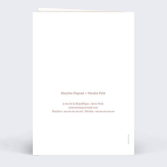 Faire part mariage Dune Verso