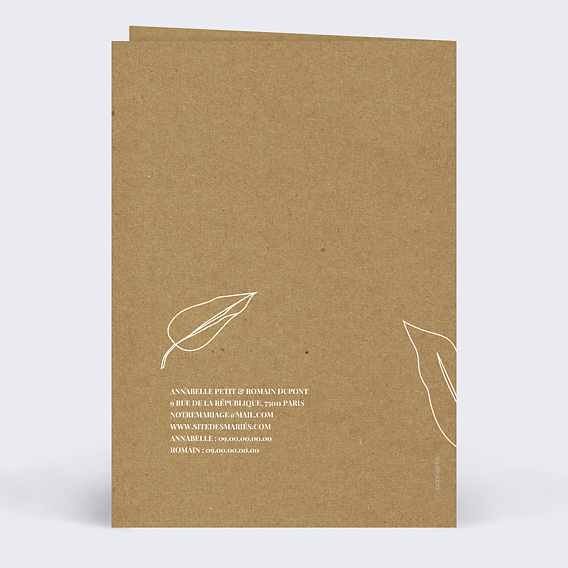 Faire part mariage Esquisse Bohème Verso